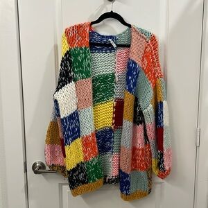 Patchwork knit cardigan